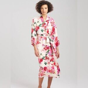 NWOT Women's Natori‎ Floral Satin Sleepwear Robe Small Feminine Romantic Lounge
